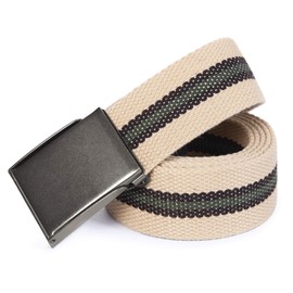Canvas Web Belt | Cut to Fit Up to 52" | Flip-Top Matte Silver Nickel Buckle (Khaki Olive)