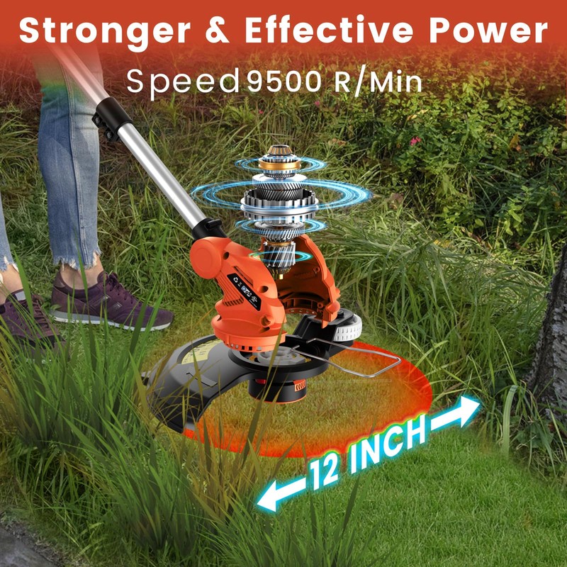 20V 12" Cordless String Trimmer With 2 X 4.0Ah Battery