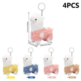 Neikafan Plush Toy Alpaca Key Ring Llama Pack of 4 Alpaca Cuddly Toy Baby, Stuffed Toy Alpaca Toy Baby Gift for Baby, Children, Girls and Lovers Alpaca Keychain, multicoloured, Unit size