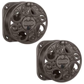 Suncast 2 Pack Sidewinder Side Scroll 60 Foot Hose Capacity Resin Decorative Wall Mount Hose Reel, Bronze