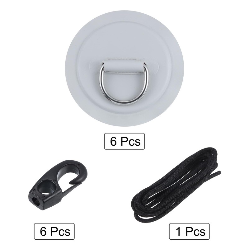PATIKIL D-Ring Patch, 6 Pcs Stainless Steel D-Ring PVC Patch