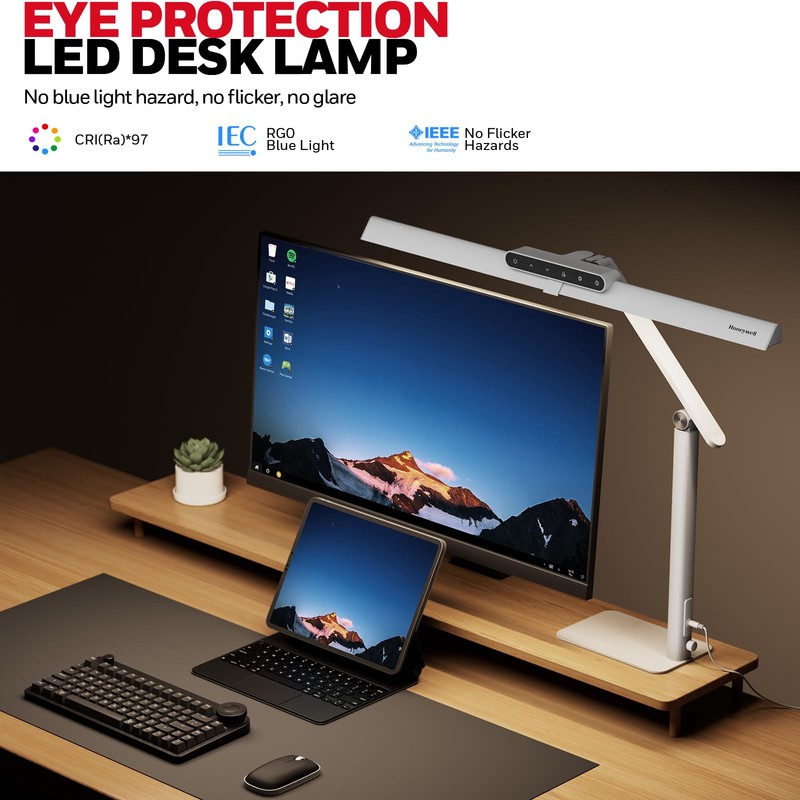 Honeywell LED Desk Lamp with Base - HJ1WT Sunturalux Eye-Caring