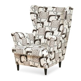 Gugxiom Armchair Cover, Wing Chair, 2-Piece Printed Wing Chair Cover, Washable Chair Cover, Furniture Protection for Living Room, Bedroom, Hotel (Classic Square)