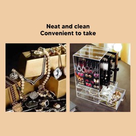 Jewelry Organizer, Dustproof Acrylic Necklace Holder Acrylic Earring Holder Organizer Earring Organizer Necklace Organizer for Earrings Rings Necklaces