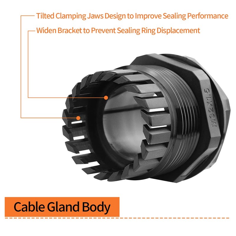 Meccion M32 Cable Gland 5 Pack IP68 Waterproof Nylon Cable