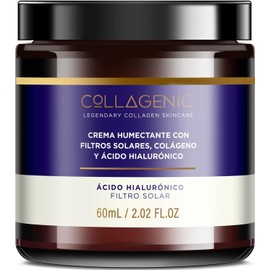 Collagenic | Crema Hidratante 2 en 1| Acido hialurónico y Colágeno Hidrolizado| Día y Noche 60 ml | Crema Humectante facial| Adicional con 3% Ácido Hialurónico, y Filtro Solar