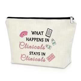 Clinical Gifts Makeup Bag Funny Clinical Nurse Instructor Appreciation Gifts from Student Clinical Research Coordinator Gifts Clinical Nurse Leader Gifts Future Clinical Psychologist Cosmetic Bag