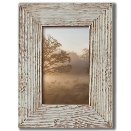 SIBERIAN HERITAGE 4x6 Picture Frame - Natural Wood Frame for Farmhouse Decor - Made from 100% Weathered Reclaimed Wood - Whitewash - Outside Photo Frame Size 6x8x0.8 Inch