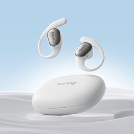 SANAG C16S Open Fit for Open-Ear True Wireless Bluetooth Headphones with Microphone, Earbuds with Earhooks, Sweat Resistant, Fast Charging, 56HRS Playtime (White)