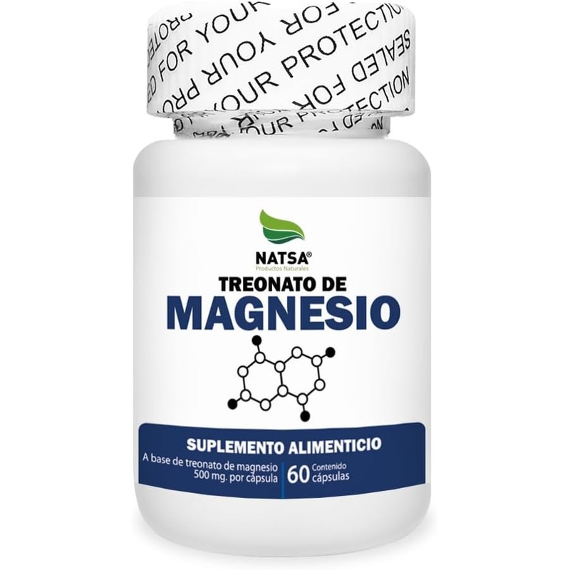 NATSA Treonato de Magnesio 60 Cápsulas 500 mg de Treonato