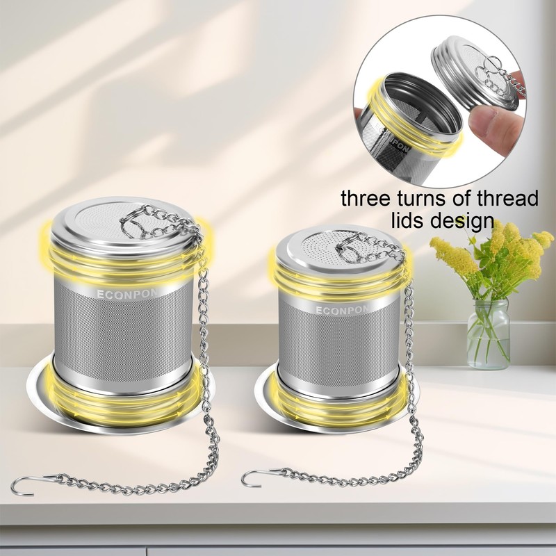 ECONPON 2 Pack Reusable Tea Steeper Extra Fine Mesh Tea