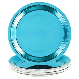 Yzpklhw Paper Plates for Dinner and Dessert, 30 Pcs Disposable Plates Party Supplies Pack, 7" Iridescent Party Supplies for Graduation Holiday Wedding Birthday Decorations(Blue (Blue)