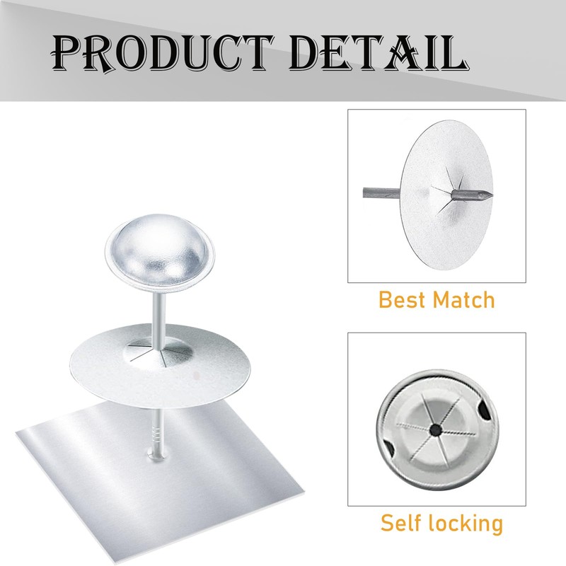 300pcs/100set Self Stick Insulation Pins, 1.5 Inch Self Locking Round