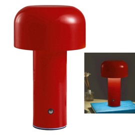 FTVOGUE Mushroom Table Lamp, Tri-Colour, LED Light Beads, Continuously Dimmable, Mushroom Lamp, Night Light for Bookcase, Bedside Table (Red)