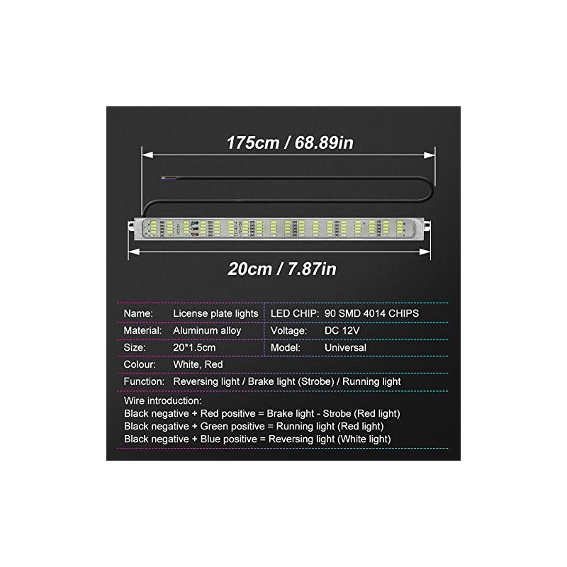 Vooda Double Colors LED License Plate Light 90 SMD Chips