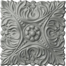 Ekena Millwork ROS07X07AC Acanthus Leaf with Beads Square Rosette, 6 1/8"W x 6 1/8"H x 3/4"P, Primed