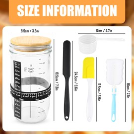Sauerteig Starter Set 900ml Sauerteig Glas mit Holzdeckel, Aluminiumkappe, Gummiband, Thermometerpapier, Silikon Spatel, Stoffhut, Etikett, Messlöffel, Mixmesser für Brotbacken, Fermentieren