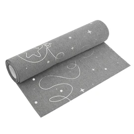 MODERNO Linen Look Table Runner Grey 5 m - Christmas Decoration with Silver Christmas Baubles, 28 cm Wide - Ideal as a Table Runner for Festive Decorations & Christmas