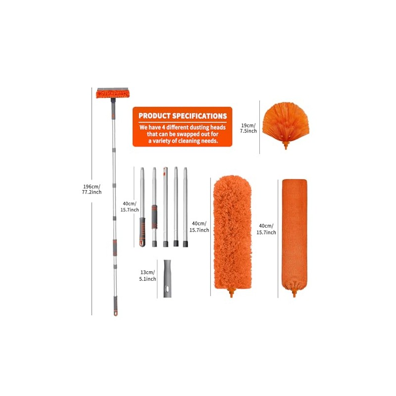 Ceiling Fan Cleaner Duster with 72‘’ Extendable Long Handle Cleaning