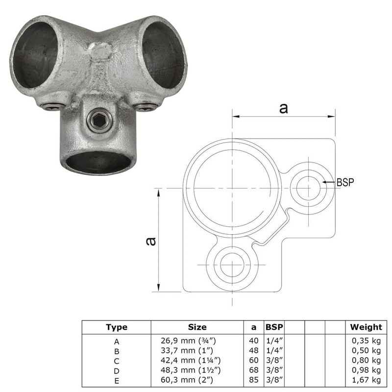 WITTKOWARE Pipe connector made of galvanised malleable cast iron, for