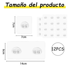 12 Piezas Adhesivos Para Pared, Ganchos Adhesivos Para Pared, Ganchos Adhesivos, Clavos Adhesivos Para Pared, Impermeable, Transparente, Para Uso En Cocina, BañO