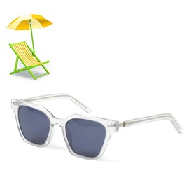 Saraudy Polarized Sunglasses for Women Men, 6049 Hexagon Retro Vintage Sunglasses with UV400 Protection, Trendy Clear Frame Shades for Driving, Walking, Beach, Daily Fashion (transparent)