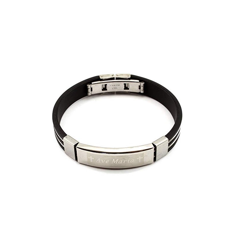 RosaryMart Catholic Men's Bracelet Ave Maria Imprint