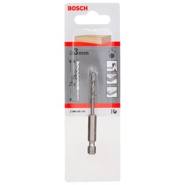 Bosch 2608595519 Hex Shank Wood Drill Bit, 3mm x 33mm x 74mm, Silver
