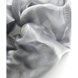 Vingtaine HS-169-GY Scrunchy, Shiny, Organza, Plain, Sheer, Transparent, Volume, Simple