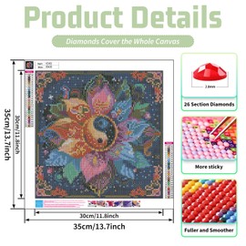 Mandala Diamond Painting Kits for Adults Beginners 5D DIY Diamond Art Kits Round Full Drill Gem Art for Home Wall Decor Gift 14x14inch