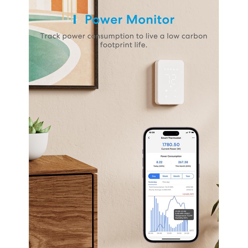 meross Smart Thermostat for Electric Baseboard and in-Wall Heaters Work