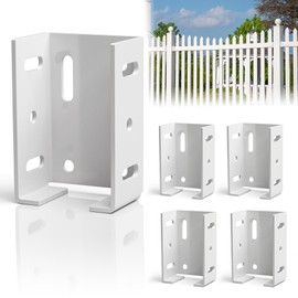 4 Pcs White Aluminum Fence Bracket for Vinyl Fencing - Heavy Duty White Vinyl Fence Bracket Fits 2.75" Rail, Ideal Replacement Parts for Plastic, PVC Holder