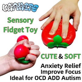 Strawberry Squishy Stress Balls for Kids and Adults 1 PCS - Stress Ball Sensory Toy, Dough Ball Fidget Toys, Durable and Fun Squeeze Ball, Ideal for Anxiety Relief, OCD, ADHD, ADD