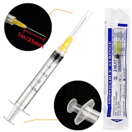 100Pack 2.5ml 2.5cc Disposable Plastic Syringes with 25Ga, Individually Sterile Package