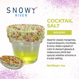 Snowy River Holiday Joy Cocktail Salt Blend - All Natural Rimming Salt for Margaritas & Cocktails, Culinary & Decorative Salt with Sweet & Savory Overtones (16oz Bag)