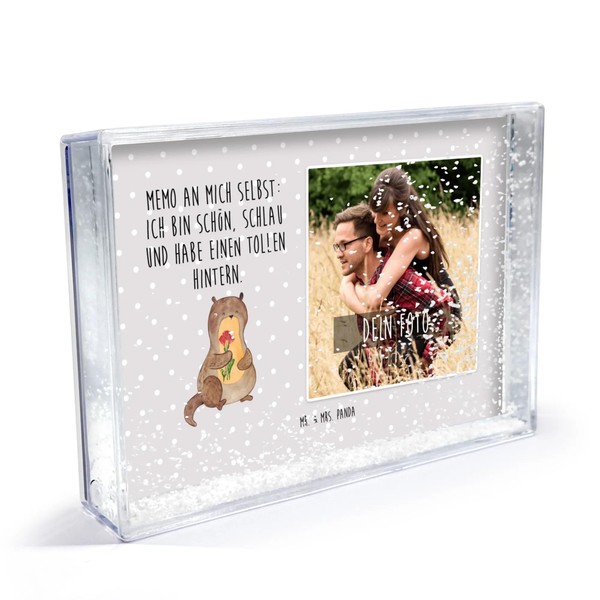 Mr. & Mrs. Panda Schüttelrahmen mit Foto Otter Blumenstrauß -