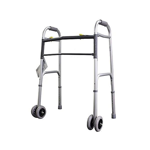 Lumex Imperial Collection Dual Release X-Wide Folding Walker with 5" Wheels - Medical Supplies and Equipment for Adult, Seniors, Patient, Pack of 2, 604070W