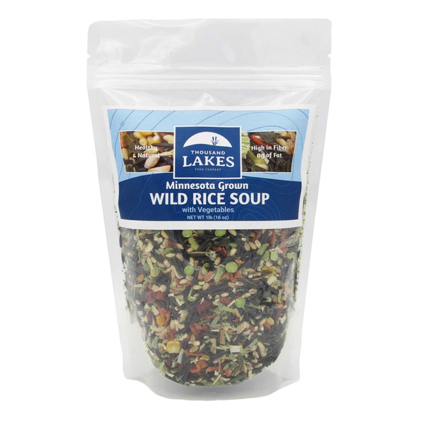 Thousand Lakes Minnesota Wild Rice Soup Mix with Vegetables - 1 pound | Fat Free | 20+ Servings | 100% Natural | Vegetarian