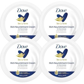 4 Pack Bundle - Dove Body Love Rich Nourishment Cream For Face And Body (4x 75ml). Long-Lasting Care For Nourished Skin.