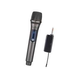 JESWO Micrófono para Cantar, Microfono Dinamico, Micrófono Inalámbrico Profesional con Receptor para Megafonía, Karaoke, Grabación de Vídeo de Conferencias, Entrevistas, Fiestas (Gris)