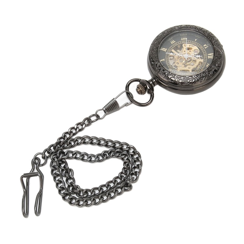 Mechanical Pocket Watch Vintage Double Case Watch Hand Wind Skeleton