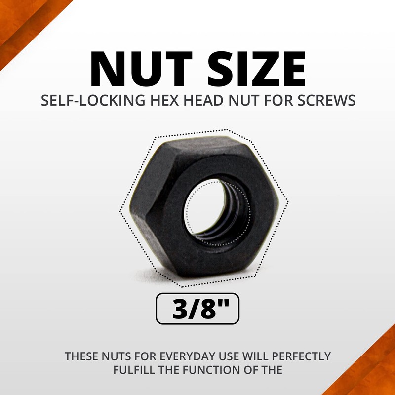 DOJA Industrial Hex Nuts Screws 3/8 Inch Pack 20 Self-Locking