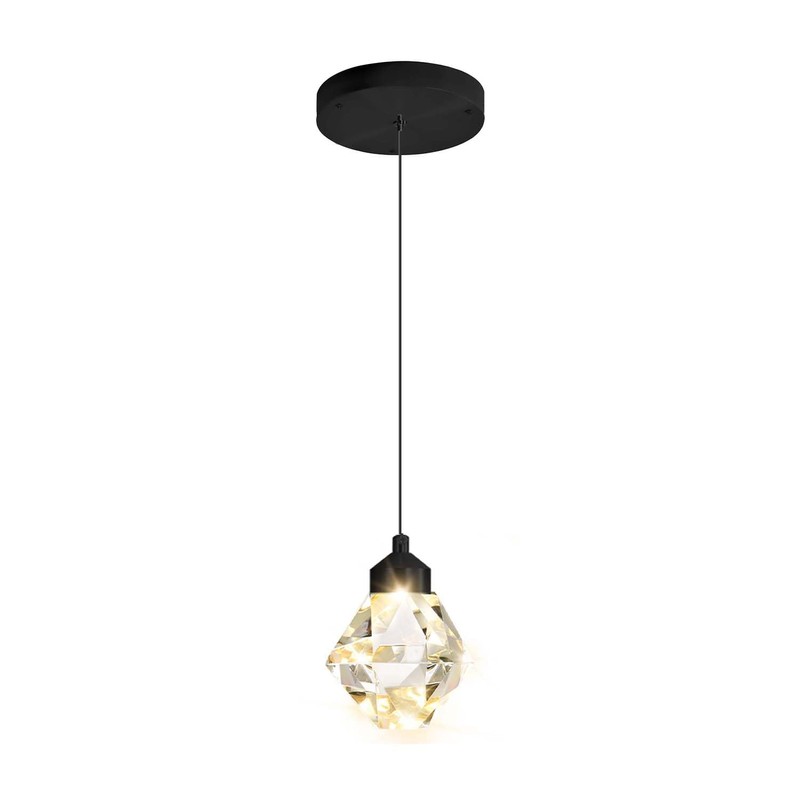 Crystal Pendant Light for Kitchen Island,Black Chandelier Lights Fixture, Hanging