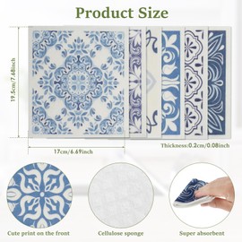 BOBASH 6 Pack Swedish Dishcloths, Kitchen Cloth Dish Cloths Eco-Friendly Biodegradable Washable and Reusable Wood Cotton For Kitchen Soft and Enduring for Kitchen, Dishes, Bathroom, Room, Glass (C)