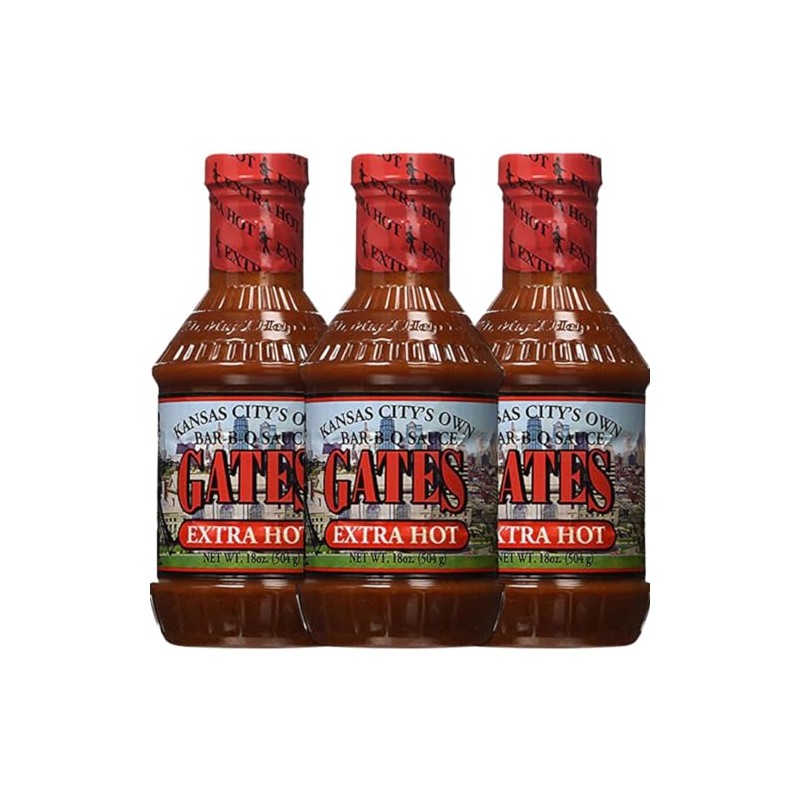Gates Extra Hot Barbecue Sauce, 18oz (Pack of 3)