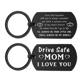 ENGZHI Mom Birthday Gifts from Daughter - Drive Safe Keychain Mom - I Love You Mom Present for Mothers Day Christmas