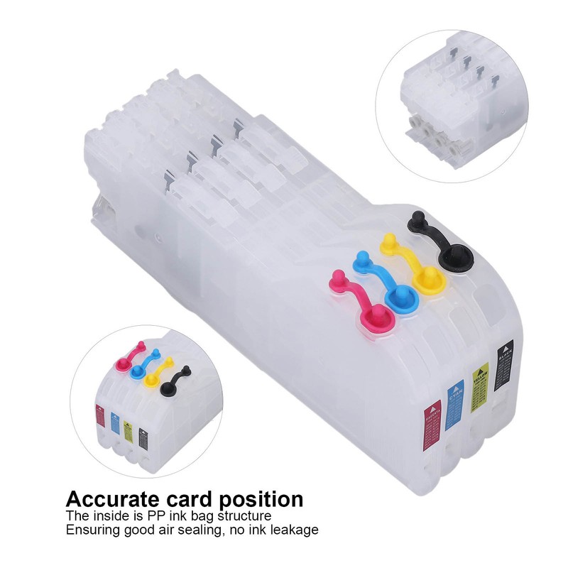 4Pcs Ink Cartridge Set Lengthen Refill Inkjet Printer Replacement Magenta