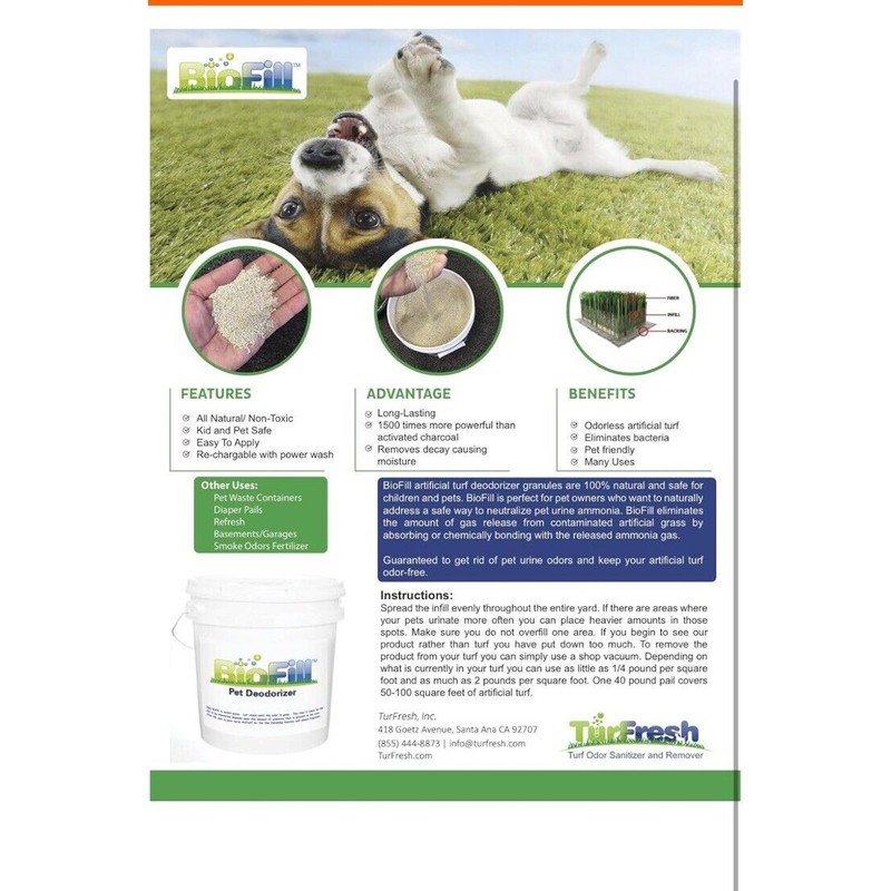 BioFill BioTurf Pet Deodorizer Granular Infill for Artificial Grass Turf,