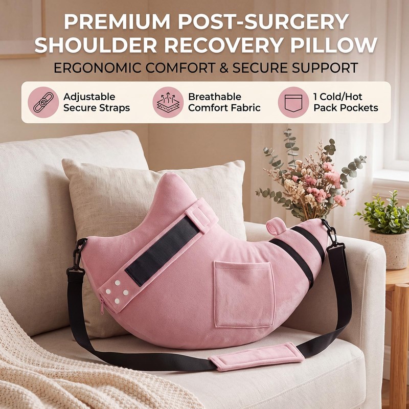 Post Shoulder Surgery Pillow for Sleeping, Pink