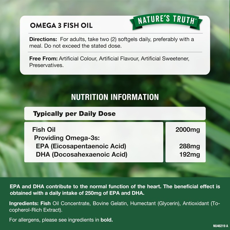 Nature's Truth Omega 3 Fish Oil 2000mg - 60 Softgels